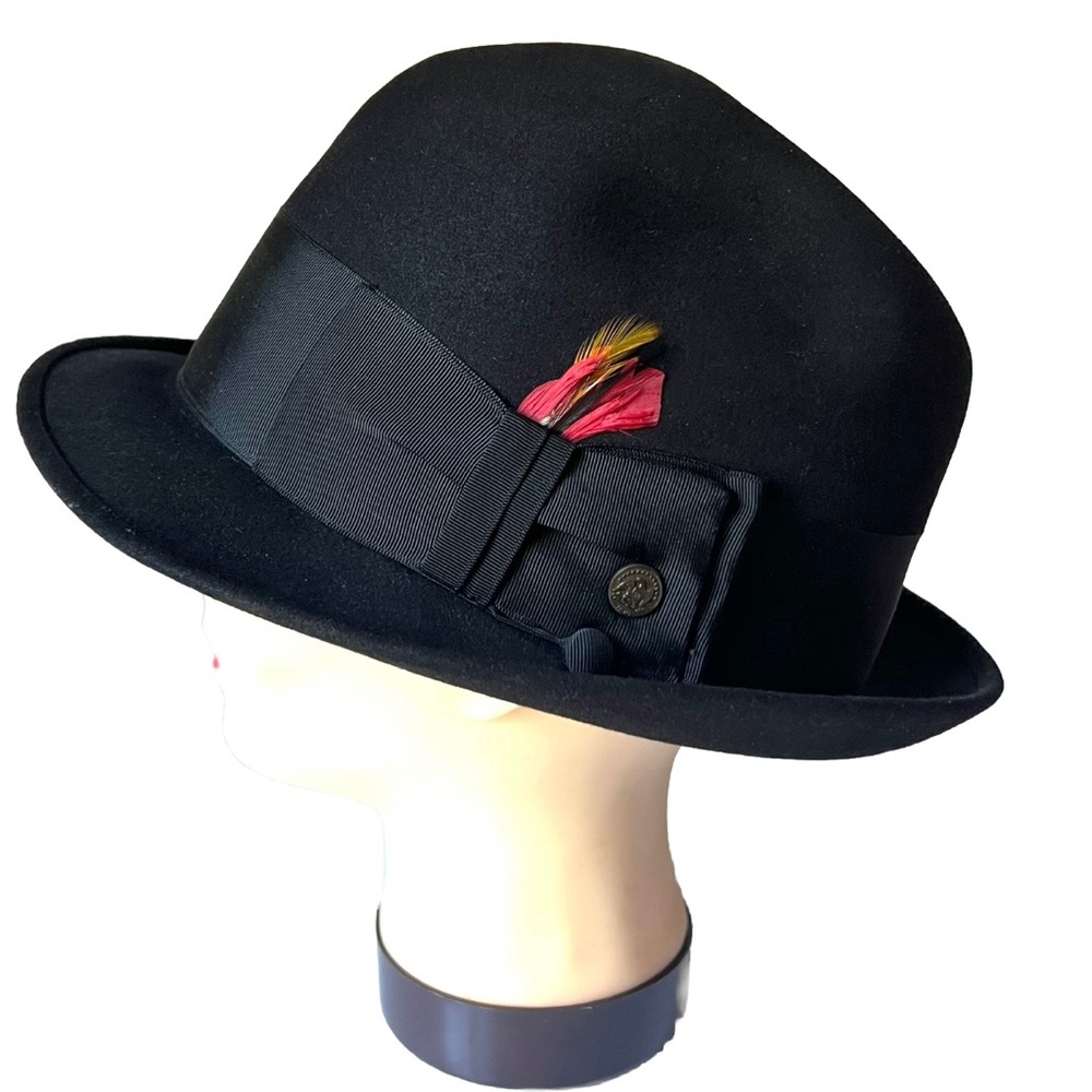 Champ Duncan Wool Felt Kashmir Finish Fedora Black Vintage Hat size 7 in box